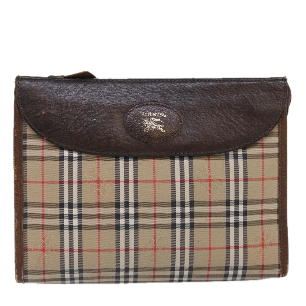 Burberrys Nova Check Clutch Bag Canvas Beige Auth ti2111 - Picture 13 of 16